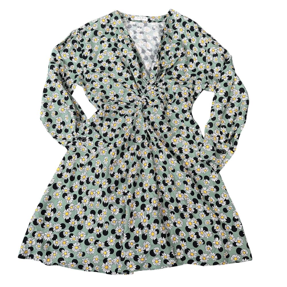 Sandro Women's Angele Ruched Floral Printed Linen-Blend Mini Dress Size 40 US 8 - Picture 2 of 10